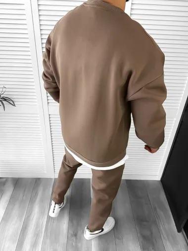 Trening barbati slim fit maro Pantaloni + Hanorac K170 Z5